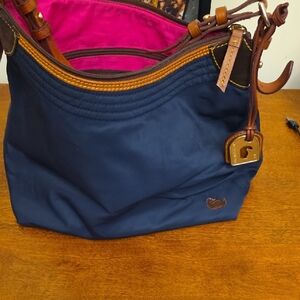 Dooney & Bourke Navy and Brown Hobo Bag